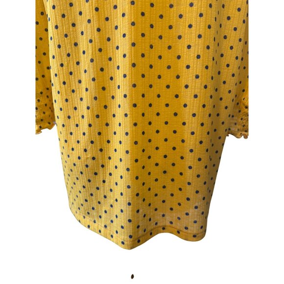 2/$25 Zara Medium Basic Yellow With Navy Polka Dots Blouse - Picture 9 of 11